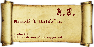 Missák Balázs névjegykártya